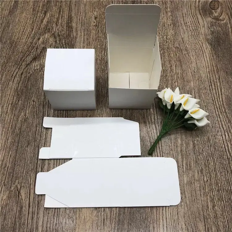 Cube Blank White Packaging Gift Small Cardboard Boxes,Square Kraft Paper Cardboard Packaging Paper Box image 4