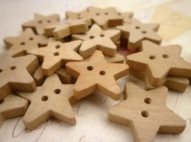 

500pcs Star Wooden Buttons flowers ornament 18mm wholesale free shipping