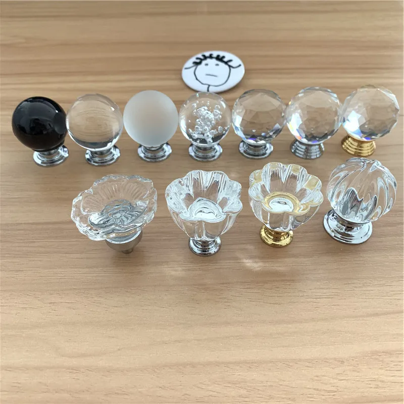 LCH 30mm Frosted Bubble Ball Crystal Knob Pumpkin Shaped Pull Cabinet Furniture Hardware Lotus Flower Handle