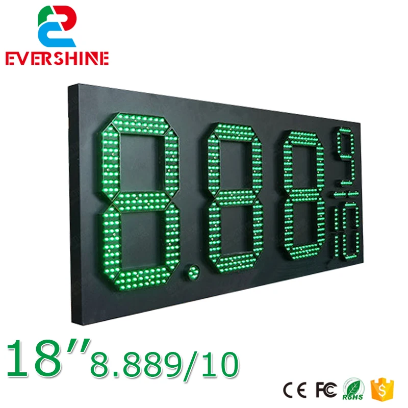 18'' 8889/10 outdoor waterproof 7 segment digital led gas price sign/led oil station display/led fuel gasoline board panel