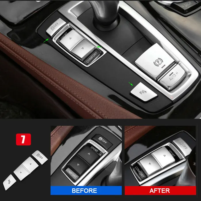 

Car Chrome Interior Central Handbrake Auto H Left Side Switch Button Cover Trim Stickers for BMW 5 / 6 / 7 series F10 GT F07