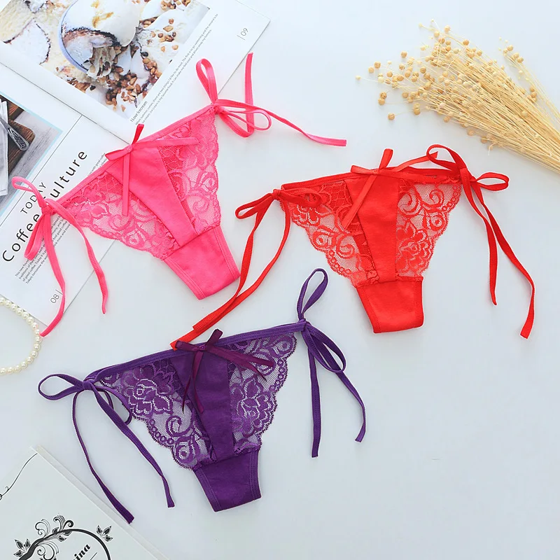 Gift beautiful lace leaves Women\'s Sexy lingerie Thongs G-string Underwear Panties Briefs Ladies T-back 1pcs/Lot js6806