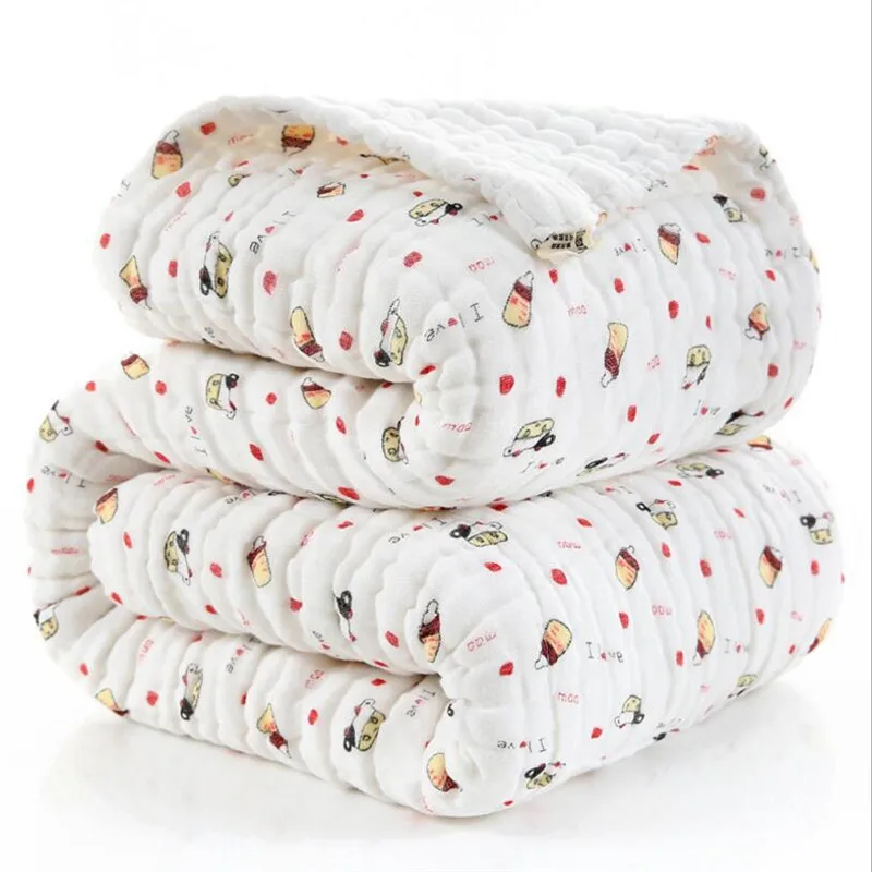 Siêu Dày 12 Lớp Muslin Cotton Sơ Sinh Cho Bé Nhận Chăn Seersucker Trẻ Em Trẻ Sơ Sinh Ngủ Bộ Vỏ Chăn Ga Gối Chăn