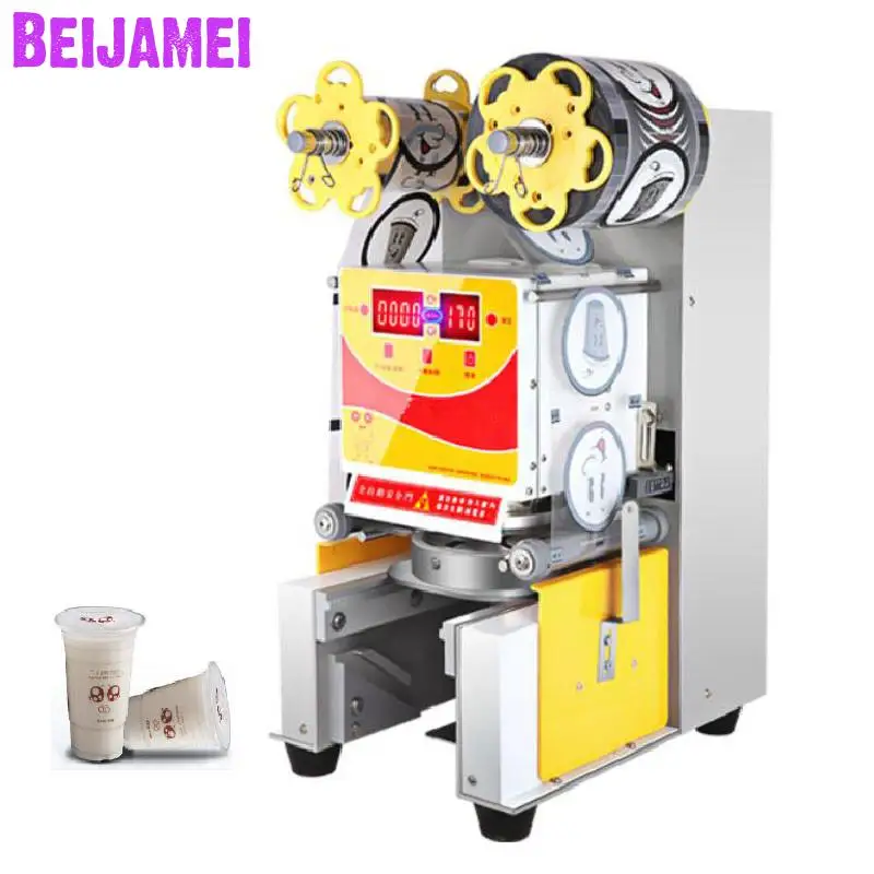 

BEIJAMEI 110v 220v Bubble Tea Cup Sealing Machine Automatic Plastic Bubble Tea Sealer Machine Commercial Cup Sealer