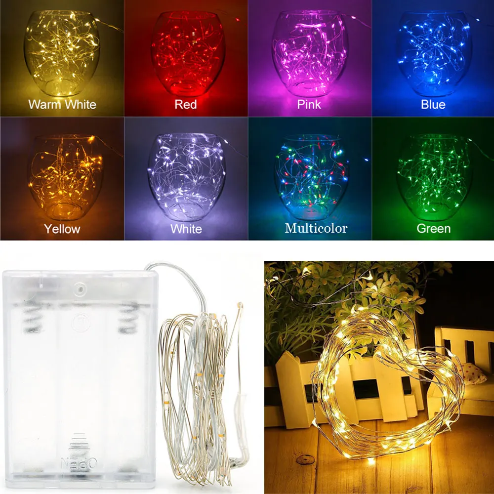 New 3M 30LEDs Copper Silver Wire LED String lights Waterproof Holiday lighting For Fairy Christmas Tree Wedding Party Decoration