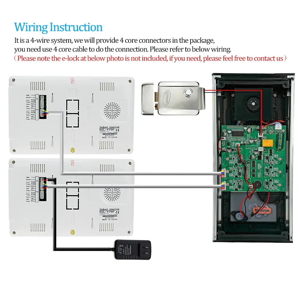 RFID Video Doorbell Intercom System, Wired 7 \