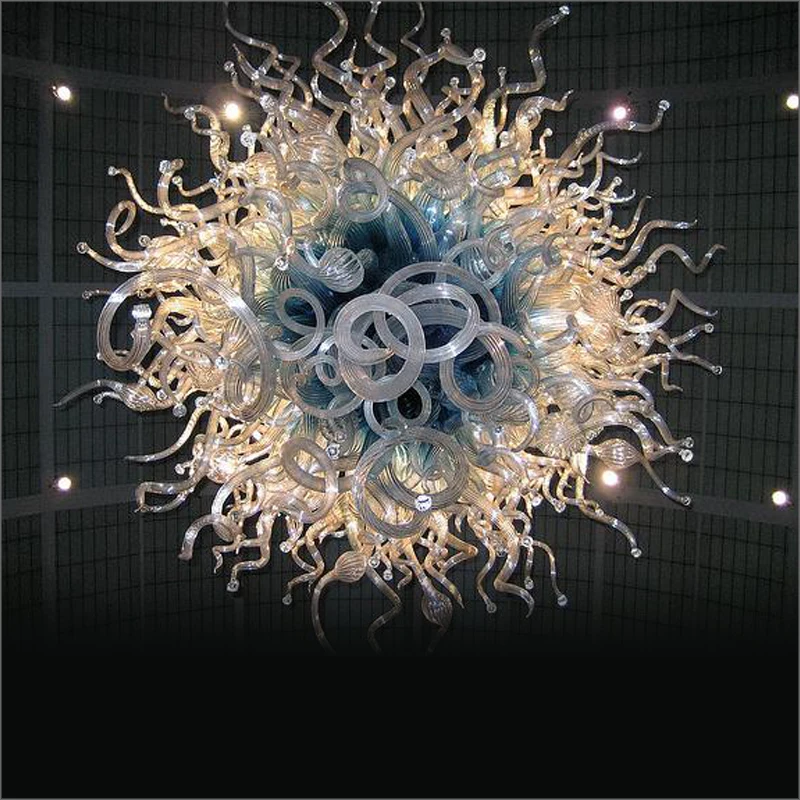 

Free Air Shipping Staircase Long Chandeliers Simple Designed Blown Glass LED Chandelier
