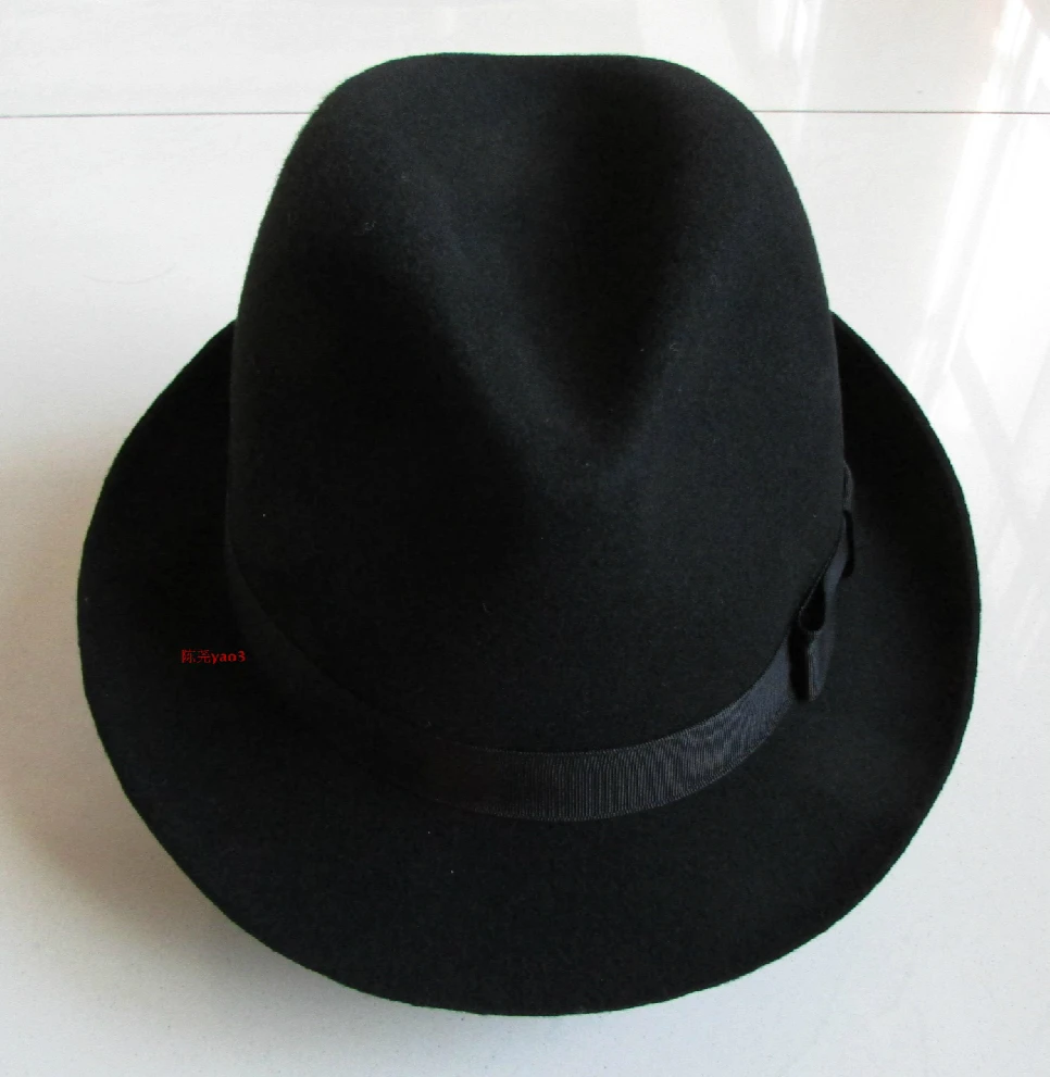 Men's 100% Wool Fedoras Hat Female Derby Felt Hats Woolen Cap Male Fashion Bowler Hat Woolen Fedora Cap New Feather Hat B-8125