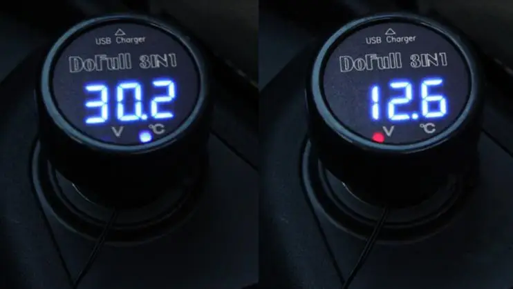 Monitor de encendedor de cigarrillos de coche, termómetro Digital de voltaje de batería, cargador de coche USB 3 en 1 para teléfono móvil, teléfonos móviles Apple