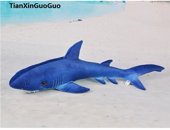 large 80cm dark blue cartoon shark plush toy soft doll throw pillow birthday gift h0796