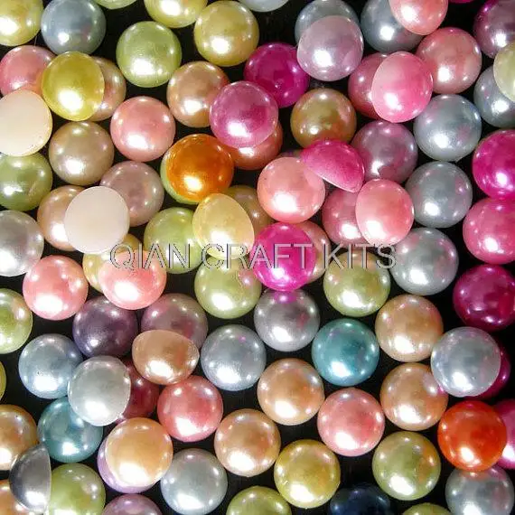 1500pcs 8mm Colorful Pearl Mix / Assorted Faux Pearl Cabochons Mix Pearl Beads, 8mm, Assorted Colors, Bulk Lot half round