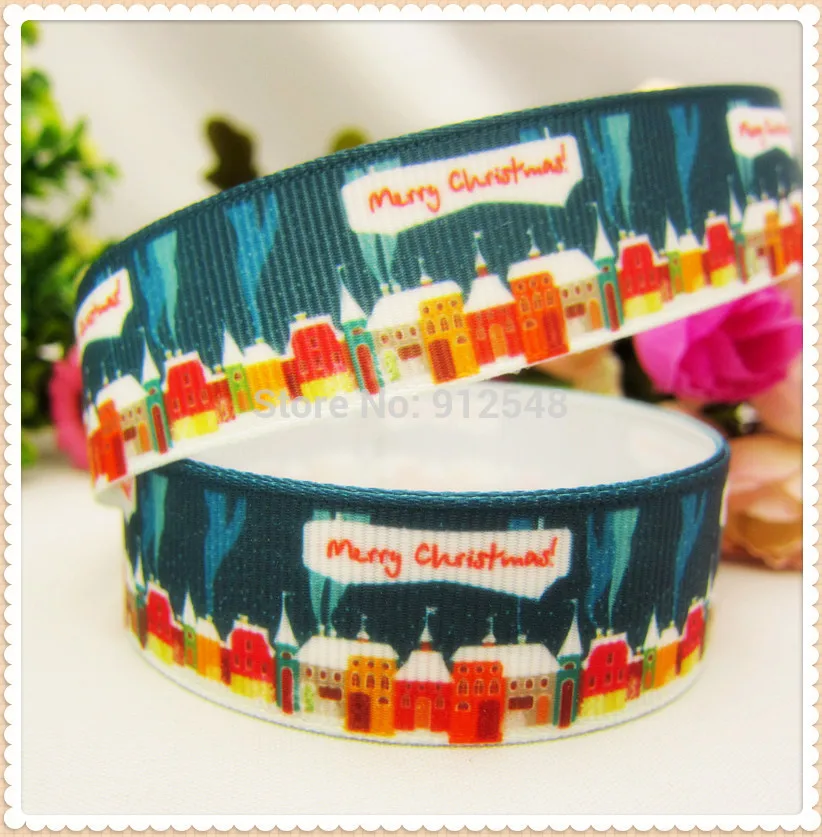 YJHSMY 1493165, 9Style 5yard/lot 22/25mm Christmas Series Printed grosgrain ribbon, DIY handmade,headwear accessories, wedding