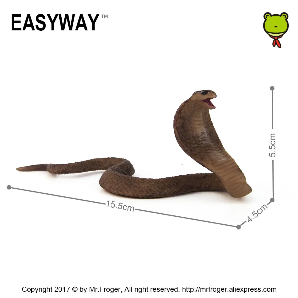 EASYWAY Naja Cobra-figuras de acción de Reptiles, juguete de plástico de serpiente para niños, regalo de vida salvaje, Zoo, modelo de Animal Real DIY