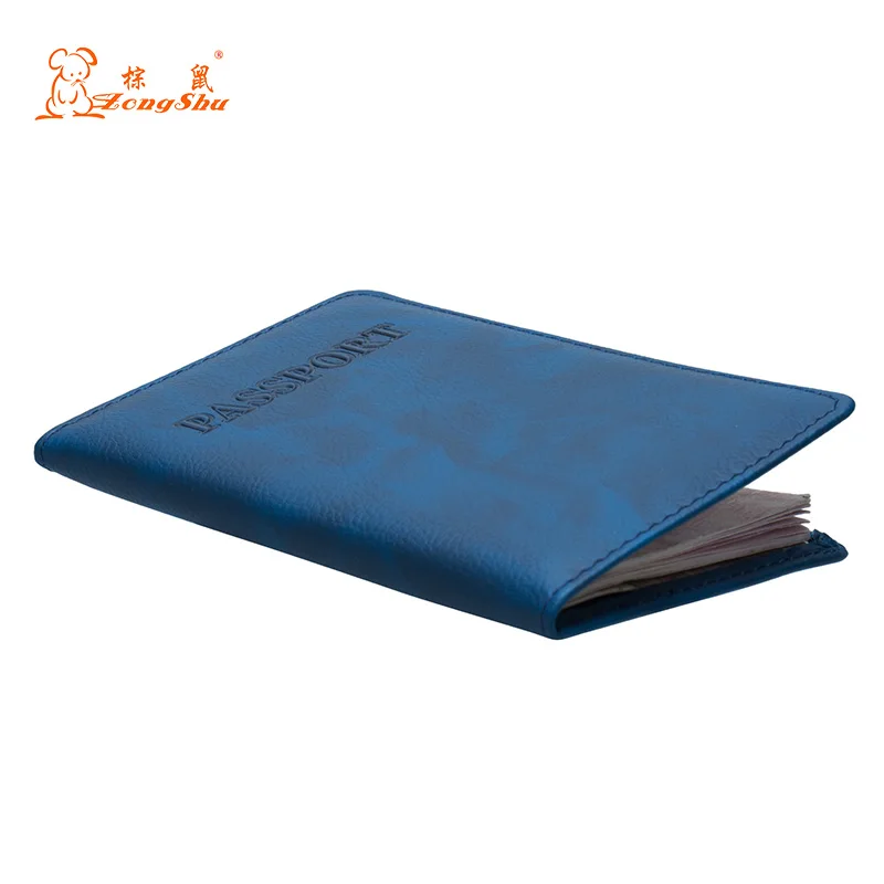 ZONGSHU Blue Fluorescence Travel Passport Holder Candy Color Card Case Girls Passport Cover Factory Customization