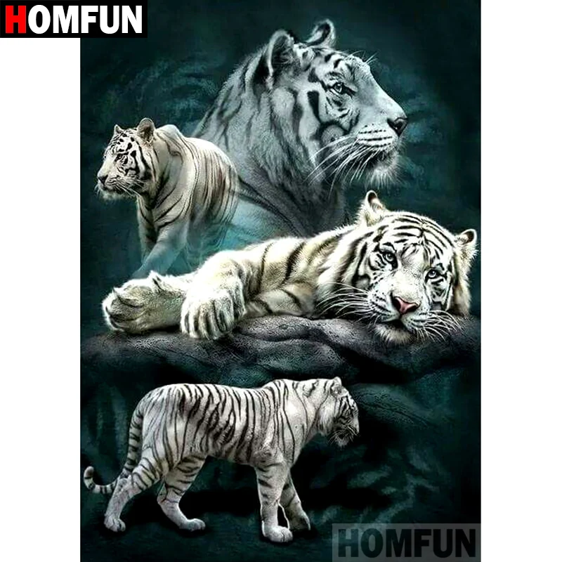 

HOMFUN Full Square/Round Drill 5D DIY Diamond Painting "Animal tiger" Embroidery Cross Stitch 5D Home Decor Gift A07472