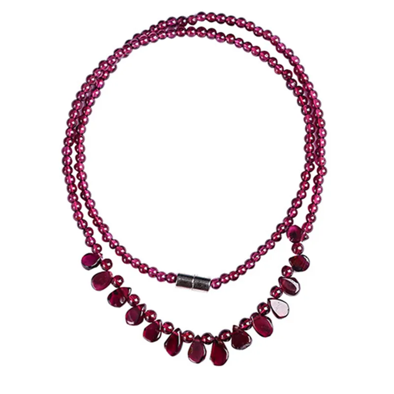 Handmade Bohemian Women Accessories Necklace Red Garnet Tourmaline Natural Stone Jewelry Gift Wholesale