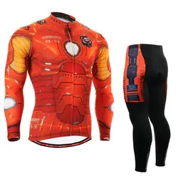 IRON FIX Technical Graphic Men`s Long Sleeve Cycling Jersey Useful 3 Rear-pockets & Non-Slip Silicone Band Bike Bicycle Clothing