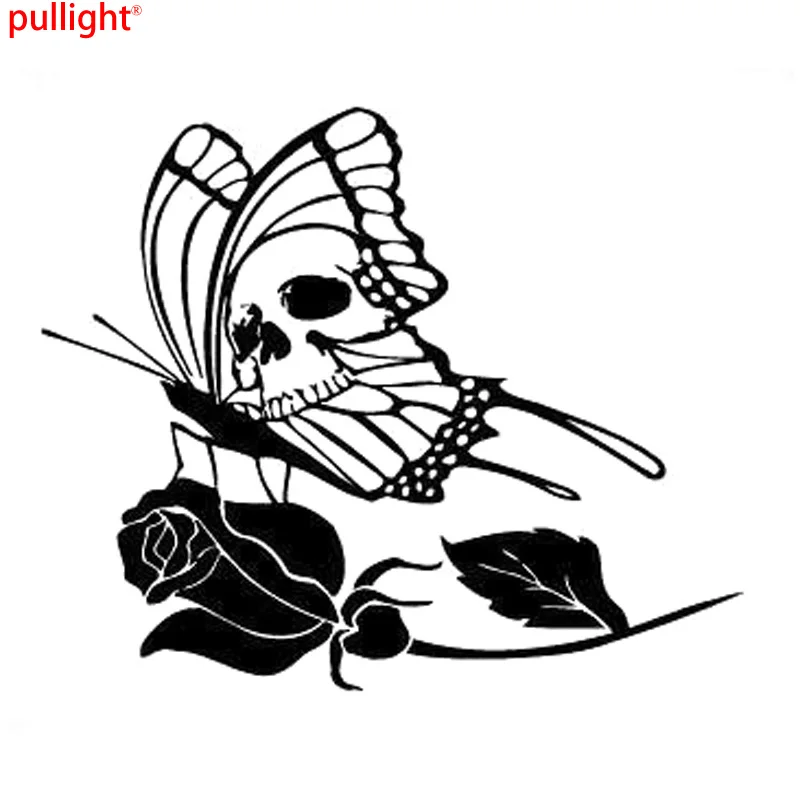 

15.5cm*13cm 2017 New Style Hot Tribal Tattoo Butterfly Skull Rose Flower Lovely Car Sticker Vinyl Motorcycle SUVs Car Styling