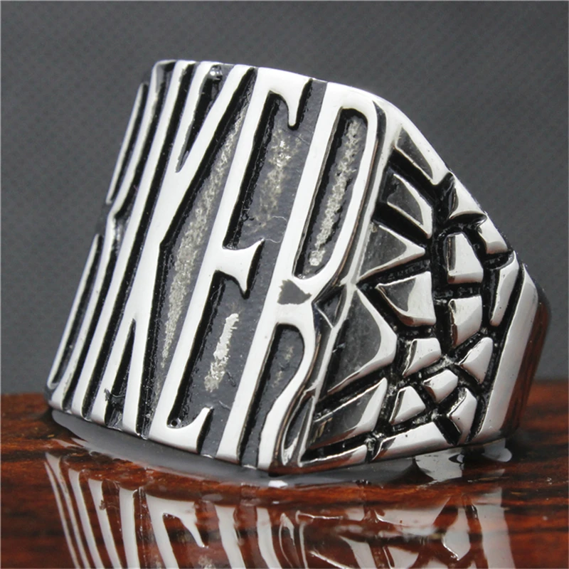 316L Stainless Steel BIKER Ring Mens Motorcycle Biker Band Party Mens Ring