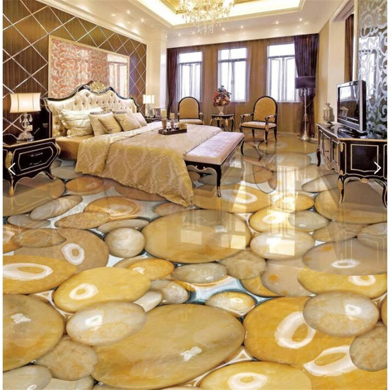 Customized smooth and transparent marble in the water 3D decorative floor coverings stickers Waterproof non-slip self-adhesive p