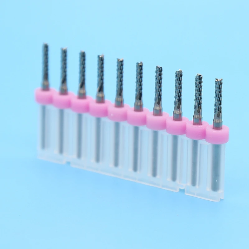PCB คาร์ไบด์เครื่องมือ end mill 2.5 มิลลิเมตร 2.6 มิลลิเมตร 2.7 มิลลิเมตร 10 ชิ้นข้าวโพดเครื่องกัดโลหะ CNC router ไม้เครื่องมือ PCB เจาะบิต