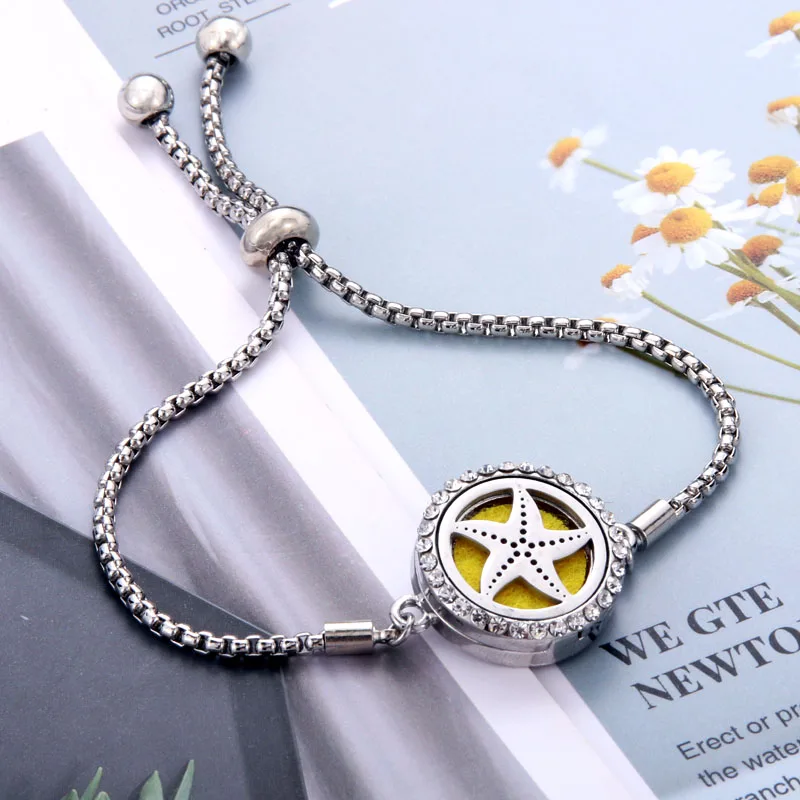 New Bracelets bangle Aroma Diffuser Perfume Essential Oil Aromatherapy Lockets jewelry Fashion Crystal bracelet Adjustable