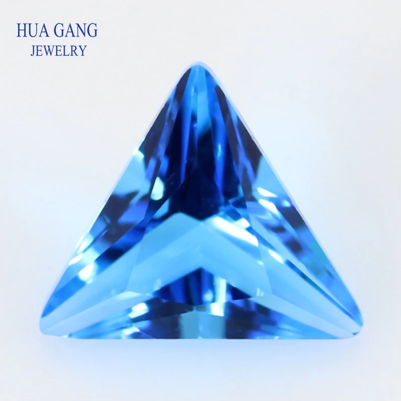 

Glass Beads Sea Blue Triangle Shape Cut Loose Synthetic Gems For Jewelry Size 3x3~10x10mm