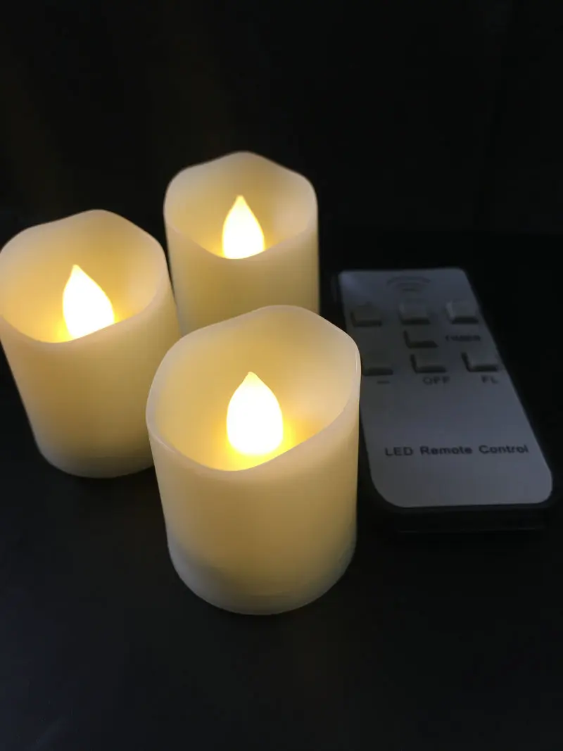 Set of 6 wavy edge Flameless LED Candle w/timer Remote Controlled battery operate Flickering votive tealight F/Christmas Wedding