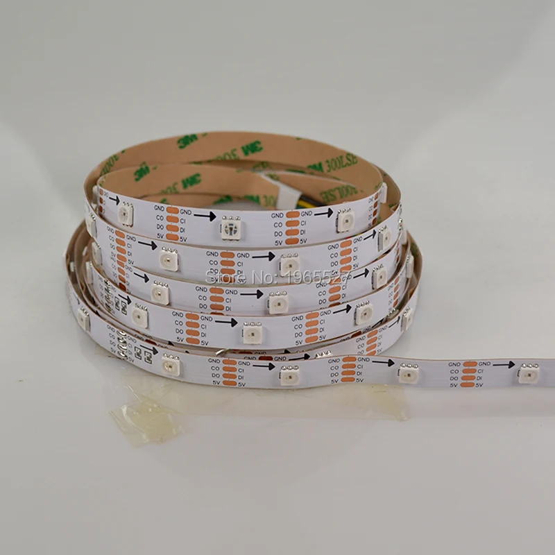 

5M 30LEDs/m 5V HD107S(APA102/APA107)RGB Pixel LED Strip Light 5050 SMD Digital Flexible Tape Lamp,Non-waterproof IP20;WHITE PCB