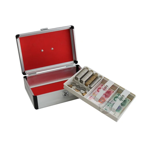 plastic aluminum Money Counter case Cash Box with Combination Lock and Money Tray - Removable money compartment tray