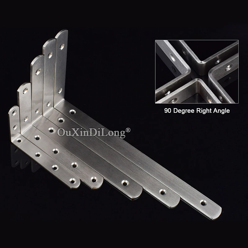 

High Quality 4PCS Stainless Steel 90 Degree Right Angle Corner Braces Joint Shelf Support Brackets L Shape Furniture Connectors