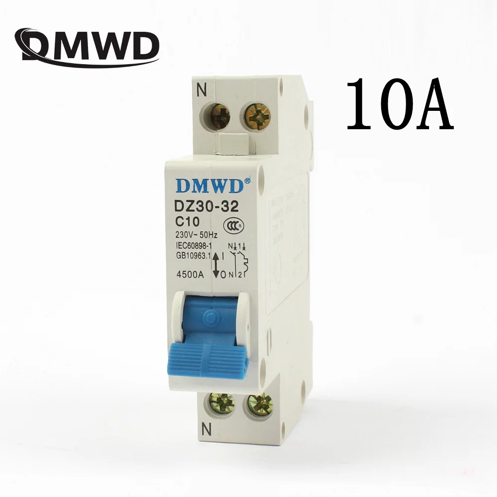 Mini Circuit breaker DMWD DPN mini DZ30-32 1P+N 10A 220V 230V 50HZ 60HZ Residual Current Circuit Breaker  RCCB