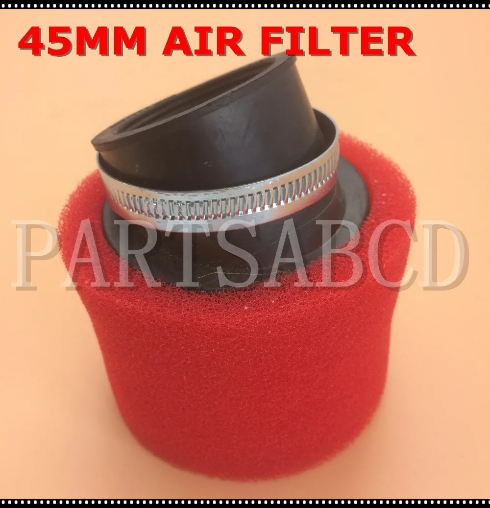 Red 45mm Angled Foam Sponge Pod Air Filter For 125cc 140cc 150cc Pit Dirt Bike