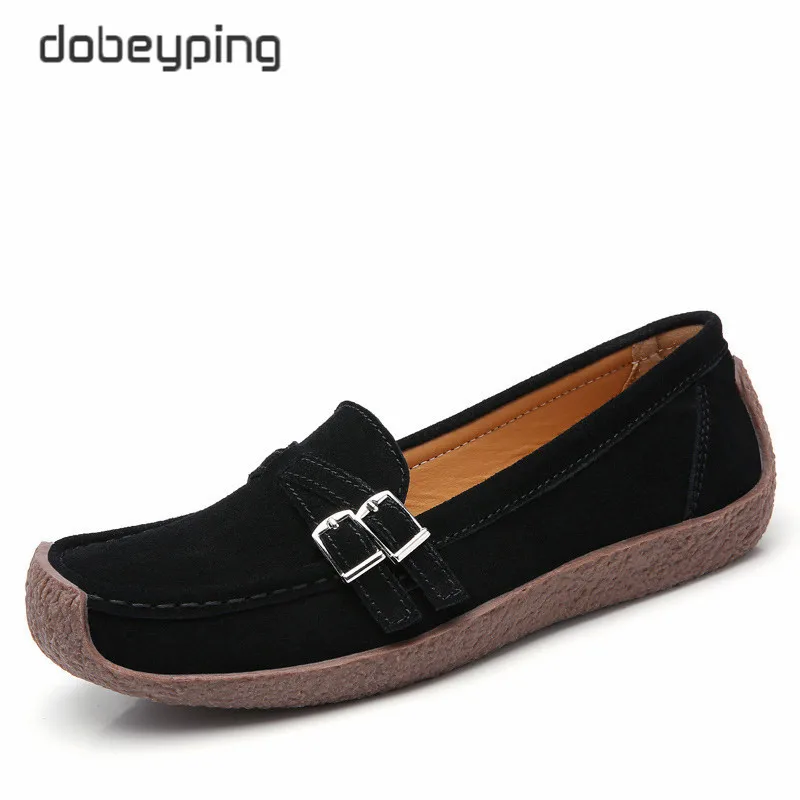 dobeyping New Spring Autumn Woman Shoes Genuine Leather Women Flats Casual Women\'s Loafers Buckle Female Shoe Low Heel Footwear