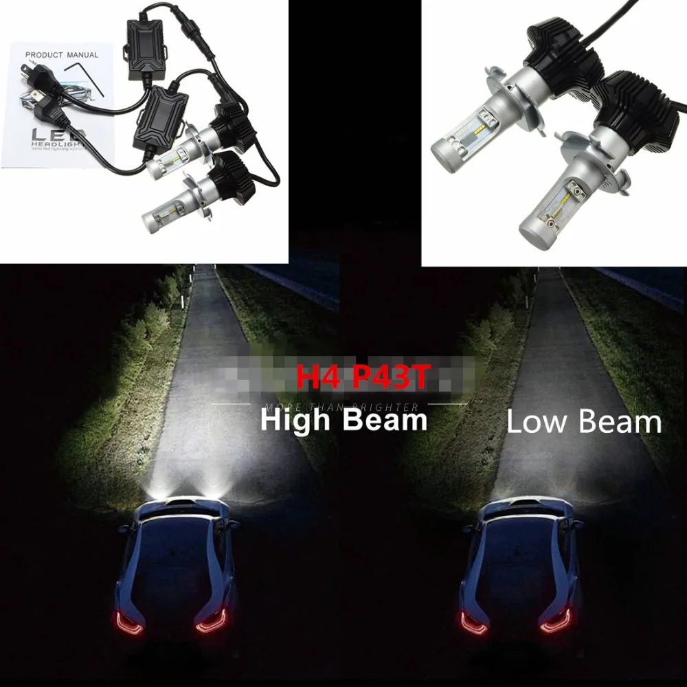 

2PCS H4 9003 HB2 LED Conversion kit 16000LM 6500k Hi/Lo Dual Beam Cool White Auto LUXEON ZES CHIP LED Headlight Bulb for Cars