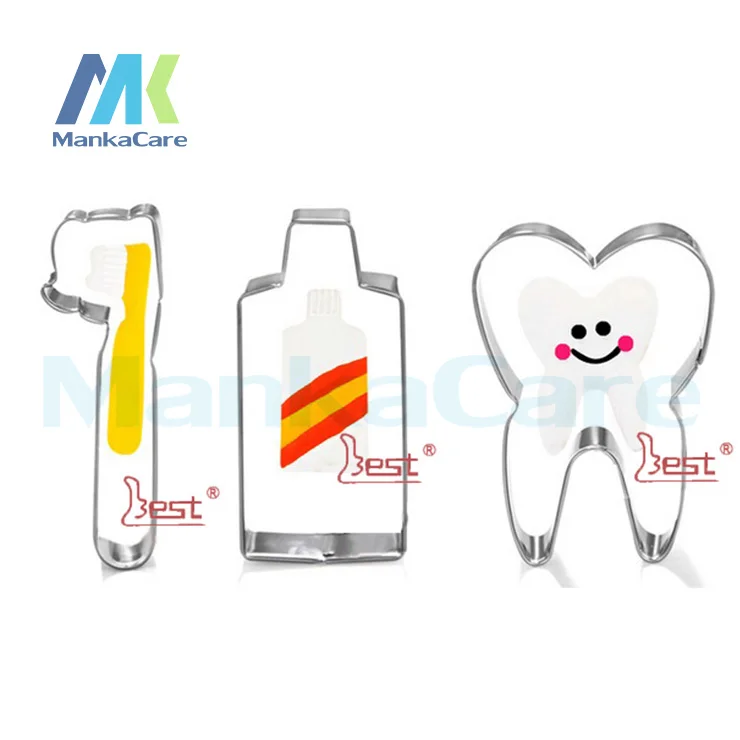 

Dental gifts Stainless steel cookie mold toothbrush / toothpaste / tooth / teeth shape model gift for dental clinic