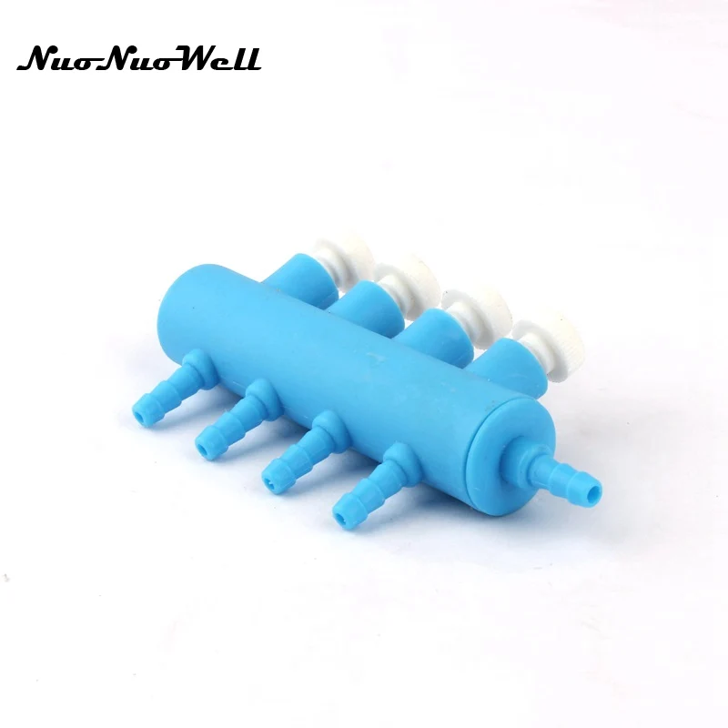 1pcs NuoNuoWell 4 Way Diameter 5mm Air Pump Splitter Valve Aquarium Fish Tank Fittings Adjustable Oxygen Flow Control Valve