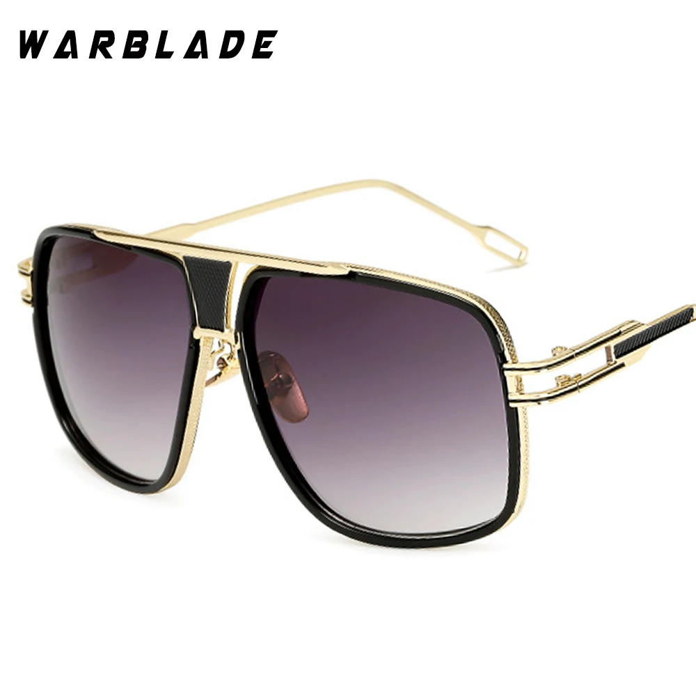 18K Gold Plated Square Men Sunglasses Women Couple Flat Top Luxury Brand Design Ladies Sunglasses Shades Brad Sun Glasses