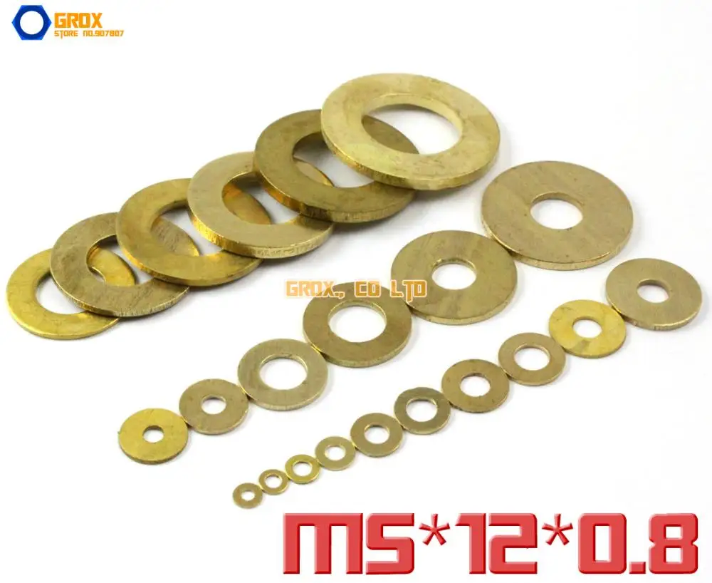 

200 Pieces M5 x 12 x 0.8mm Brass Flat Washer