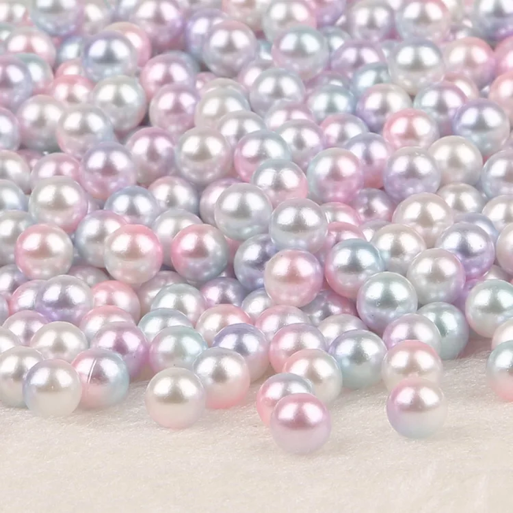 MEYA  ABS two-color non-porous beads imitation pearl gradient non-porous imitation pearl beads colorful beads,200pcs/lot