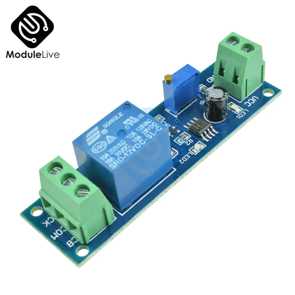 DC 12V Delay Relay Shield Timer Switch Adjustable 0 to 10 Second with NE555 Oscillator Control voltage AC 0~250V DC 0~30V 10A