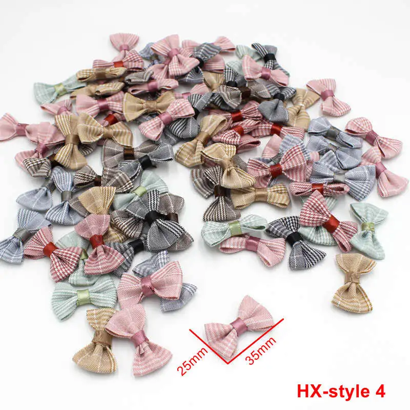 30Pcs/lot Fabric Small Ribbon Bows for DIY Craft Supplie Headwear Garment Doll Toys Applique Accessories Bowknots Wedding Decor