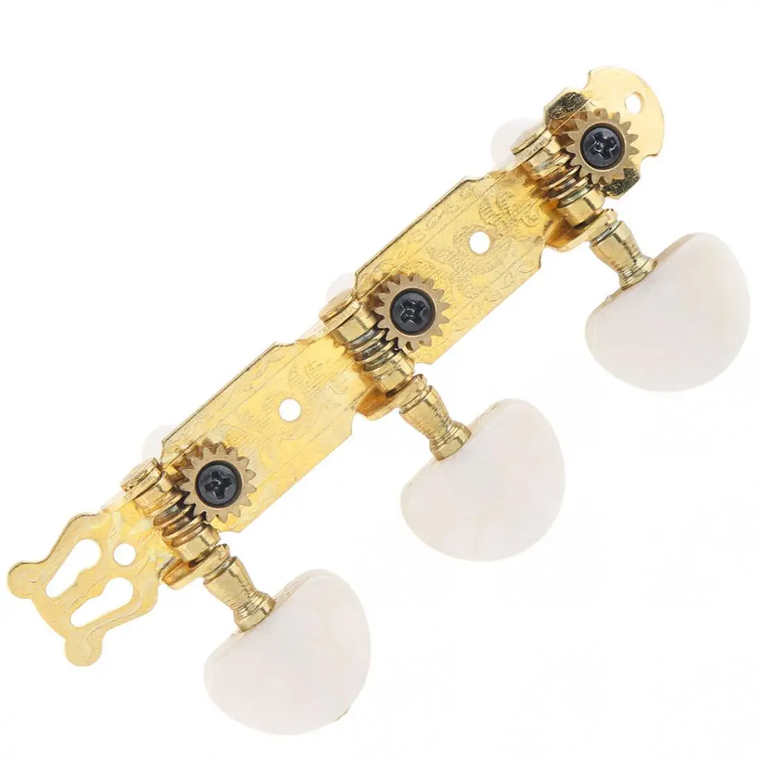 1pair Gold Plated Classical Folk Guitar Tuning Pegs with Simulation Pearl  Semicircle Buttons Machine Heads