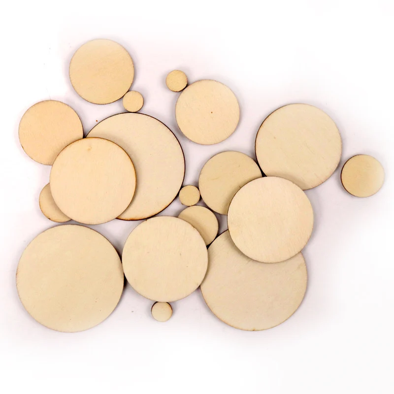 Mix Round Wooden Scrapbooking Carft DIY For Handmade Home Embellishments Wood Circle Decoration 10/20/30/40/50mm 50pcs