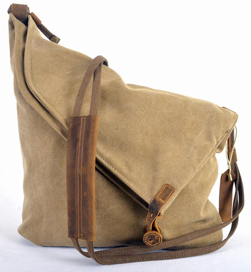 Coreano Retro della Nuova Annata militare degli uomini della tela di canapa + cuoio del Sacchetto di Spalla degli uomini Borsa Messenger Bag Sling