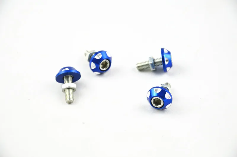 4x Blue Metal Thread License Plate Frame Bolts Screws For Car Truck Free Shipping