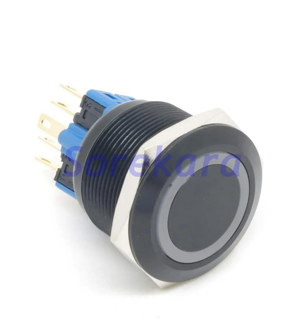 

25mm Zn-Al Ring LED Color Green Latching 2NO 2NC Pushbutton Switch Black Coating For Auto IP65 UL 6V/12V/24V/110V/220V