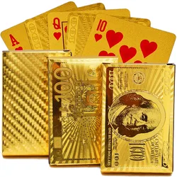 EURO USD Back Golden Playing Cards Deck Plastic Gold Foil Poker Magic Card Durable Waterproof Cards Close-up Street Magic Tricks