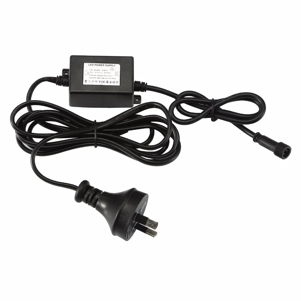 Driver di alimentazione trasformatore DC12V 5W impermeabile IP67 per lampada da esterno o da interno a LED spina EU,US,UK,AU