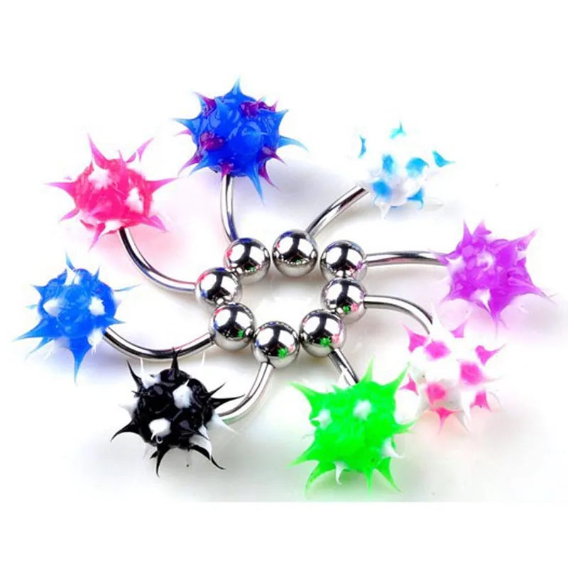 Pinksee Wholesale lots 14g 10x silicone flower navel naval belly button rings body piercing jewelry пирсинг  nariz